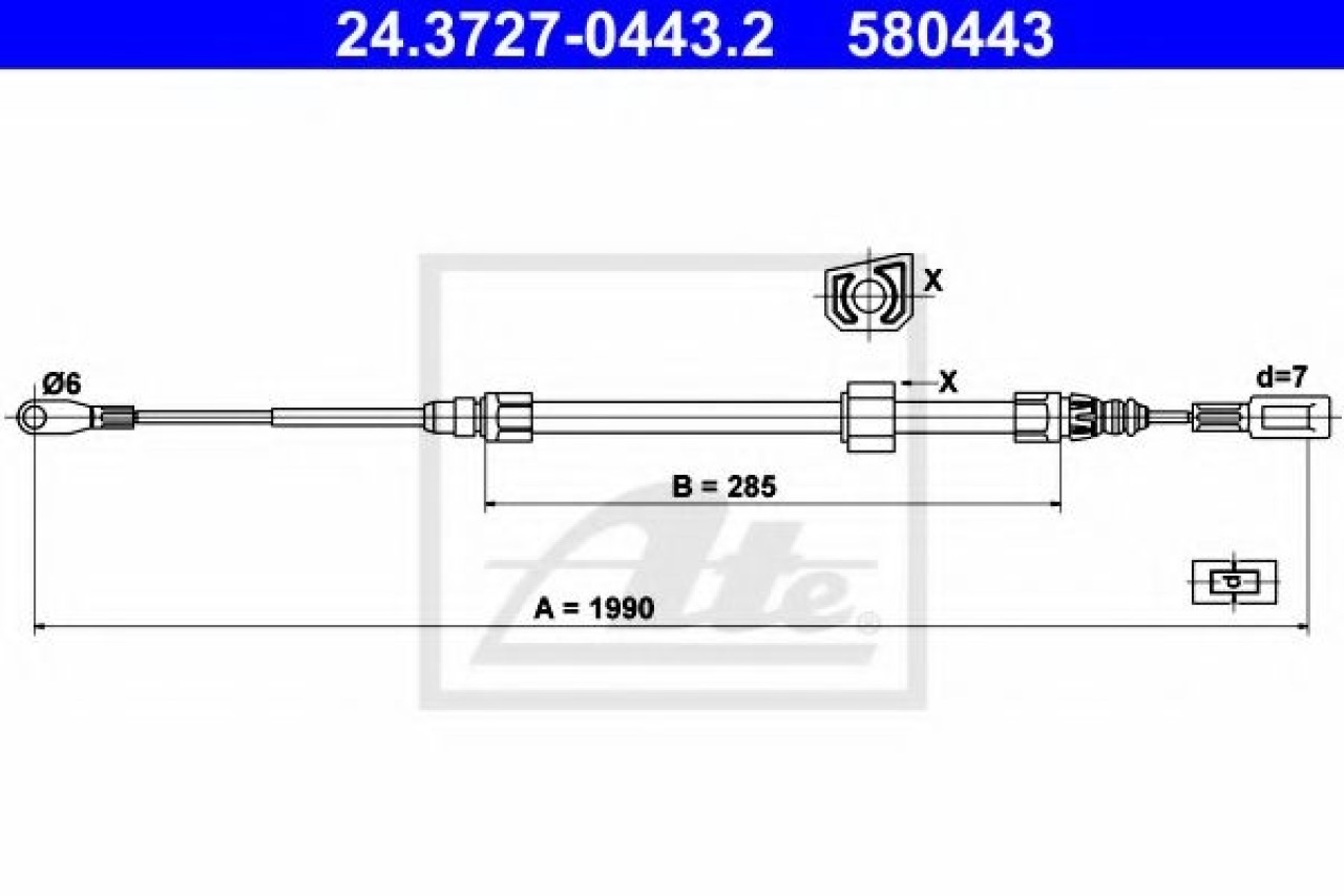 Cablu, frana de parcare VW LT II bus (2DB, 2DE, 2DK) (1996 - 2006) ATE 24.3727-0443.2 piesa NOUA