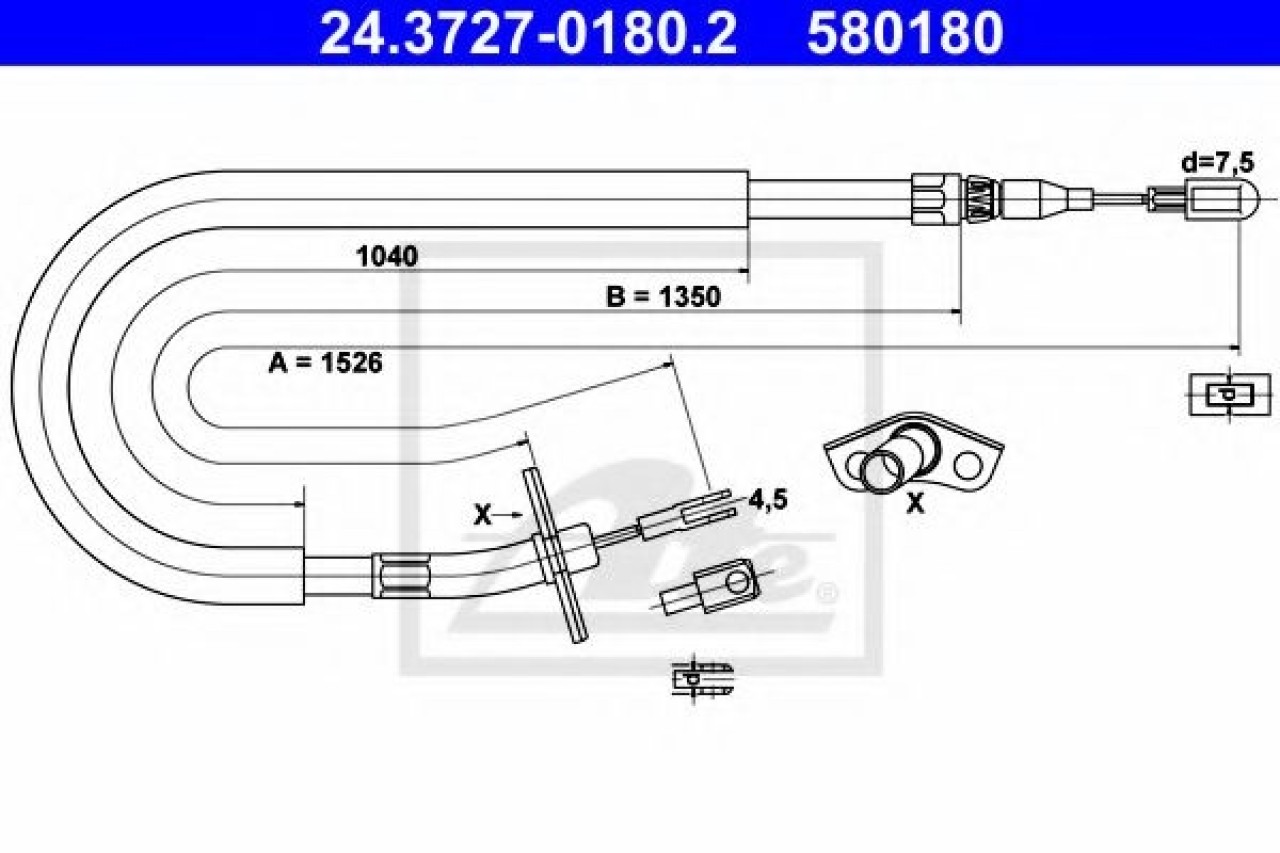 Cablu, frana de parcare VW LT II platou / sasiu (2DC, 2DF, 2DG, 2DL, 2DM) (1996 - 2006) ATE 24.3727-0180.2 piesa NOUA