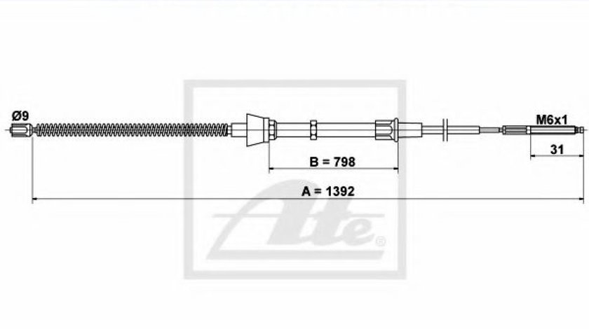 Cablu, frana de parcare VW LUPO (6X1, 6E1) (1998 - 2005) ATE 24.3727-0159.2 piesa NOUA