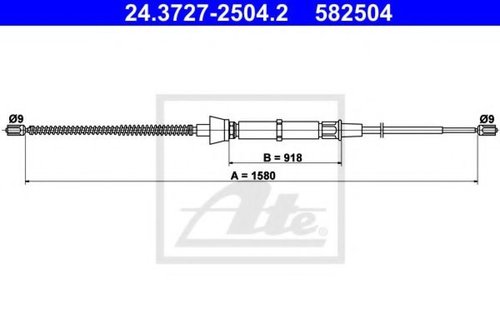 Cablu, frana de parcare VW POLO (9N) (2001 - 2012) ATE 24.3727-2504.2 piesa NOUA