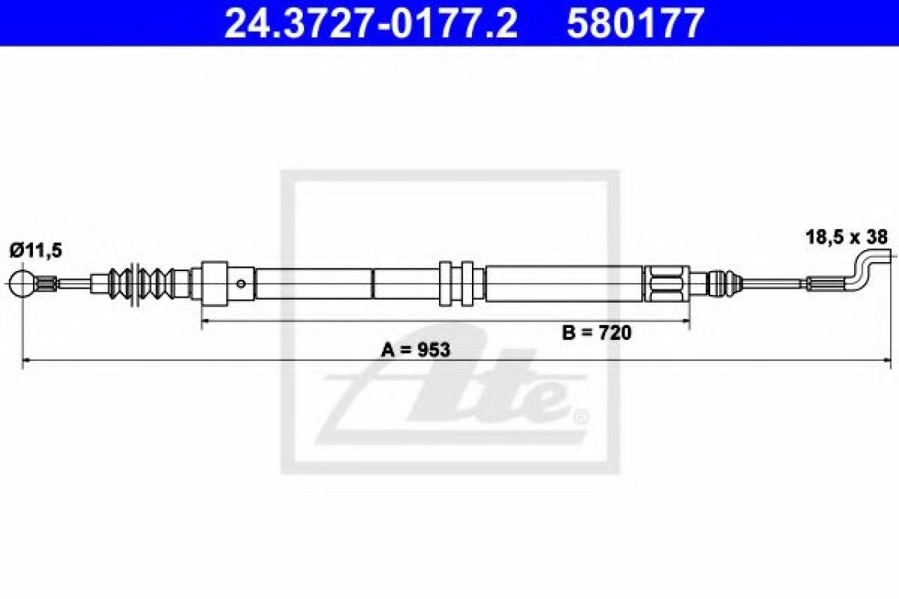 Cablu, frana de parcare VW TRANSPORTER IV bus (70XB, 70XC, 7DB, 7DW, 7DK) (1990 - 2003) ATE 24.3727-0177.2 piesa NOUA