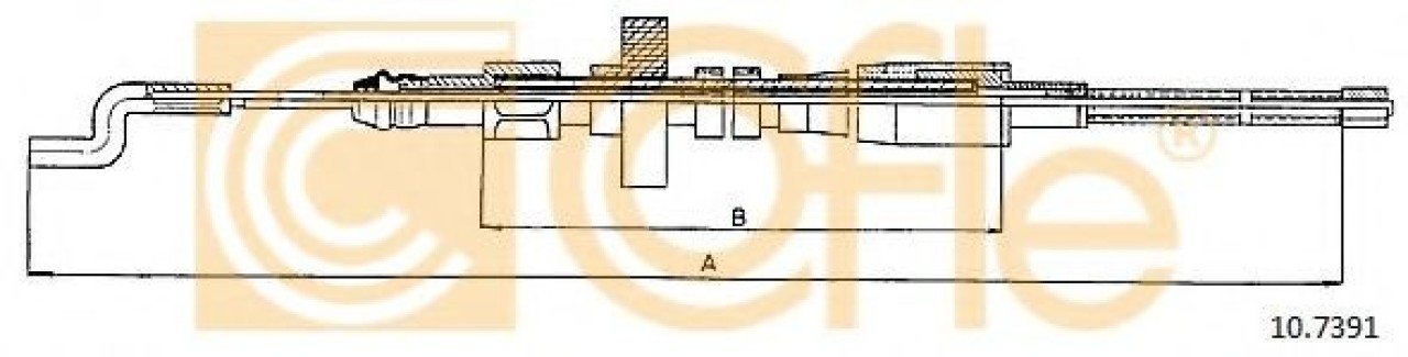 Cablu, frana de parcare VW TRANSPORTER IV caroserie (70XA) (1990 - 2003) COFLE 10.7391 piesa NOUA