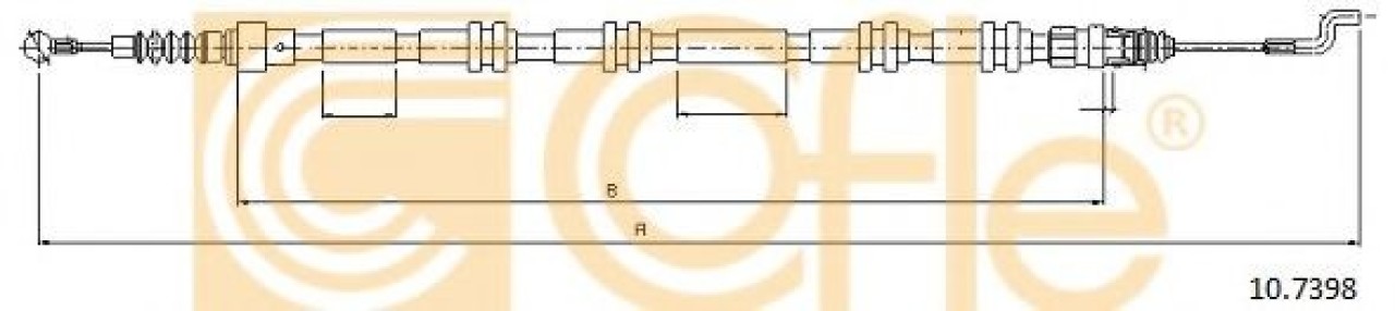 Cablu, frana de parcare VW TRANSPORTER V caroserie (7HA, 7HH, 7EA, 7EH) (2003 - 2016) COFLE 10.7398 piesa NOUA