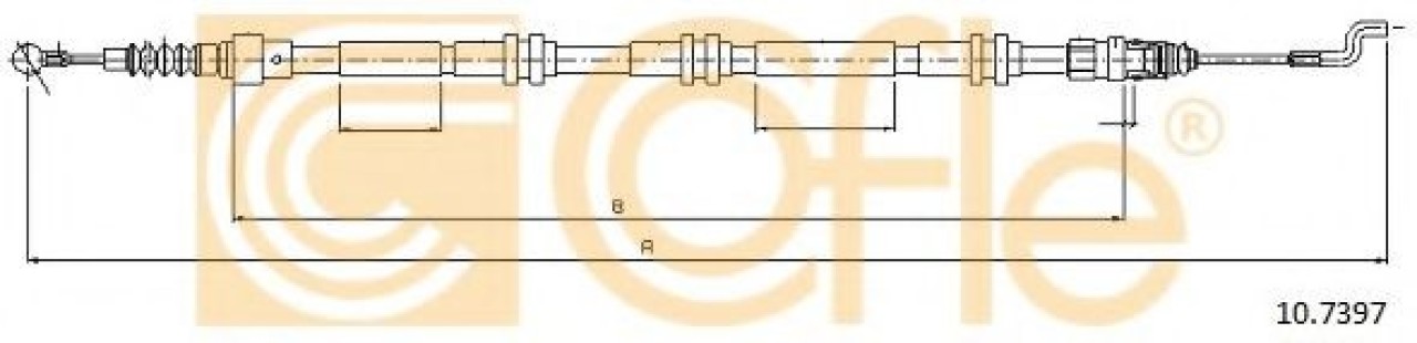 Cablu, frana de parcare VW TRANSPORTER V caroserie (7HA, 7HH, 7EA, 7EH) (2003 - 2016) COFLE 10.7397 piesa NOUA