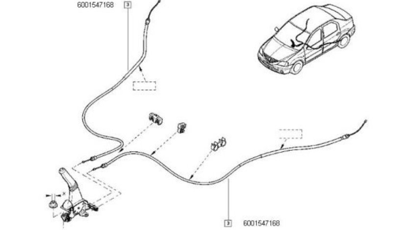 CABLU FRANA MANA Logan/Sandero(1680MM) RENAULT 6001547168 <br>