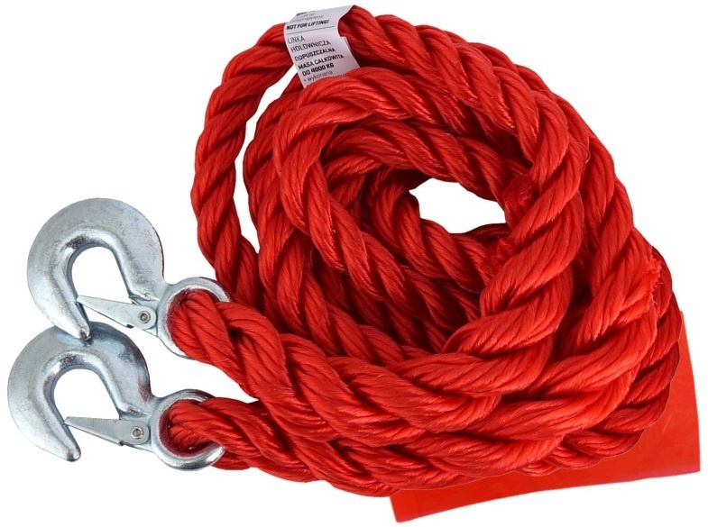 Cablu Funie Tractare Impletit Cu Cârlige 4000Kg 4M Heavy Duty Rosu Carmotion 58979