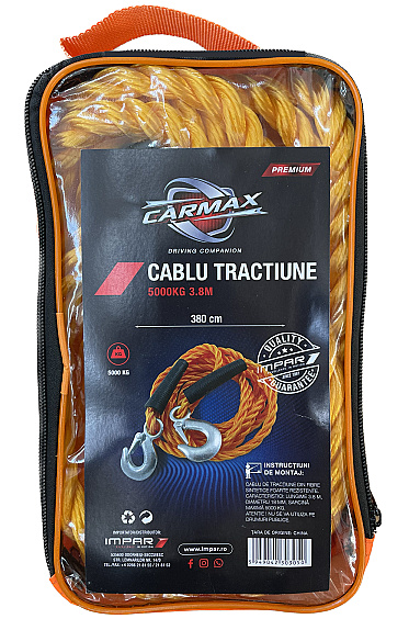 Cablu Funie Tractare Impretit Cu Carlig Carmax 5000Kg 3.8M 35472