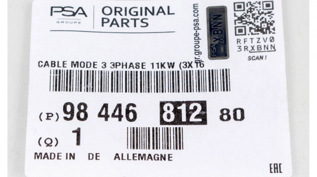 Cablu Incarcare Vehicule Electrice Oe Citroen C4 3 2020→ E-Auto Mode 3 Type 2 6M 9844681280