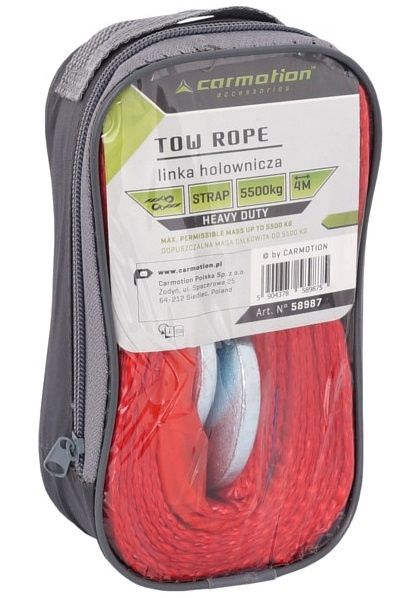 Cablu Remorcare Tip Bandă Cu Cârlige Carmotion Heavy Duty 5500KG 4M 58987