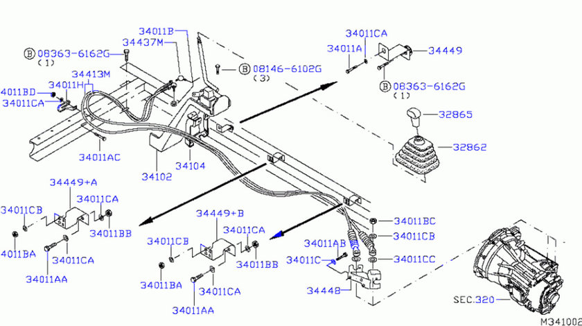Cablu timonerie schimbator viteze Nissan Atleon L1/L2 3165/2805+2820/2470 mm COFLE 344139X201
