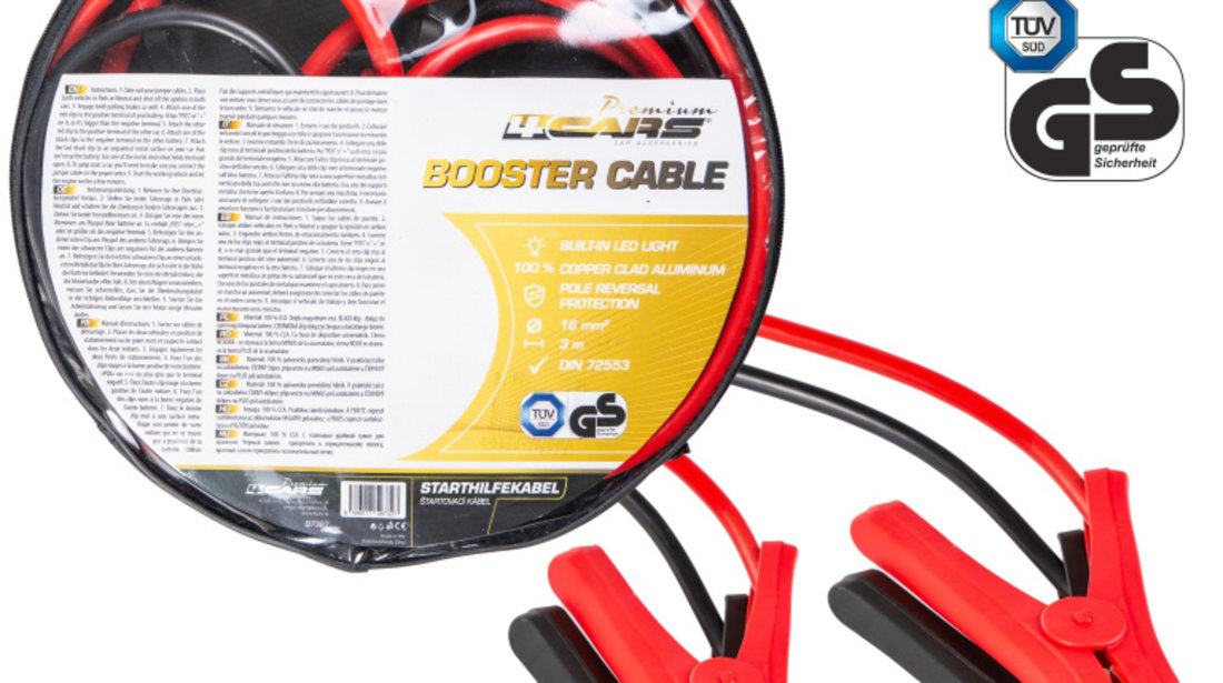 Cabluri Curent Premium Clesti Izolati 600A 25.0MM², 3,5M, 4Cars 97327