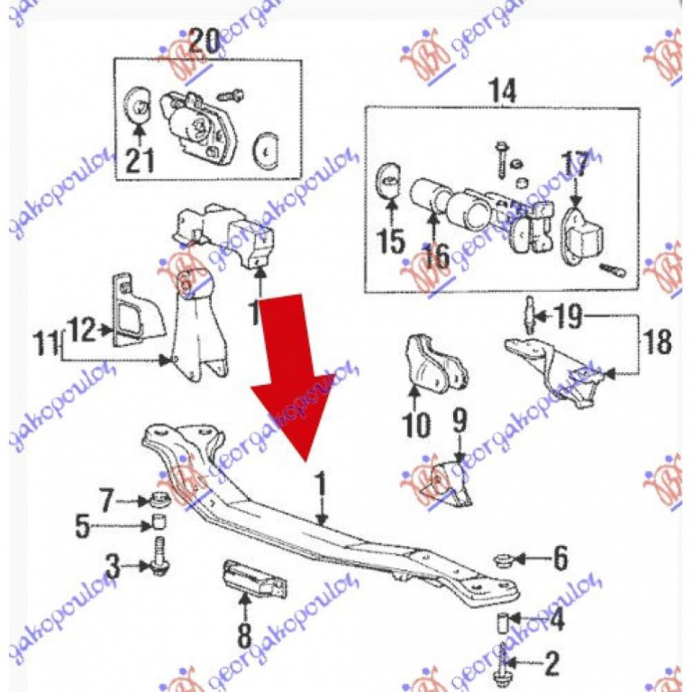 Cadru Motor - Hyundai Accent H/B 19997 1998 , 2170022300