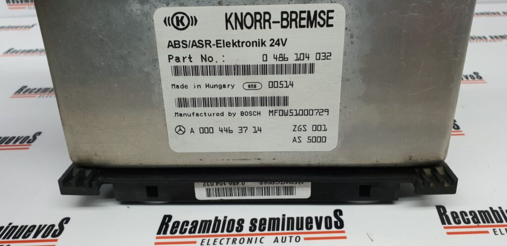 Calculator ABS KNORR-BREMSE MERCEDES-BENZ ACTROS A 000 446 37 14 / A0004463714 / 0 486 104 032 / 0486104032 / ZGS 001 / ZGS001 / AS 5000 / AS5000A 000 446 37 14 / A0004463714 / 0 486 104 032 / 0486104032 / ZGS 001 / ZGS001 / AS 5000 / AS5000