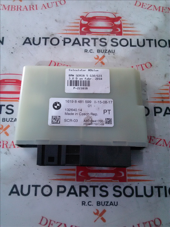 Calculator ADblue BMW SERIA 5 G30/G31 3.0 D an fabr. 2018