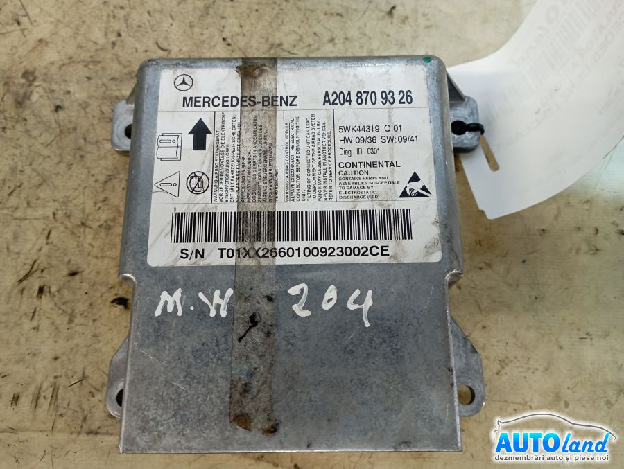 Calculator Airbag A2048709326 Mercedes-Benz C-CLASS W204 2007