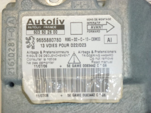 Calculator AIRBAG AUTOLIV PEUGEOT 407 9655880780 / 6096026009655880780 / 609602600