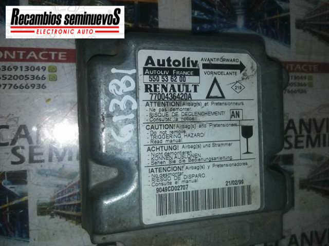 Calculator AIRBAG AUTOLIV RENAULT LAGUNA 550 53 62 00 / 550536200 / 7700436420A550 53 62 00 / 550536200 / 7700436420A