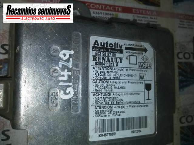 Calculator AIRBAG AUTOLIV RENAULT SCENIC 603989700 / 8200411013 A / 8200411013A603989700 / 8200411013 A / 8200411013A