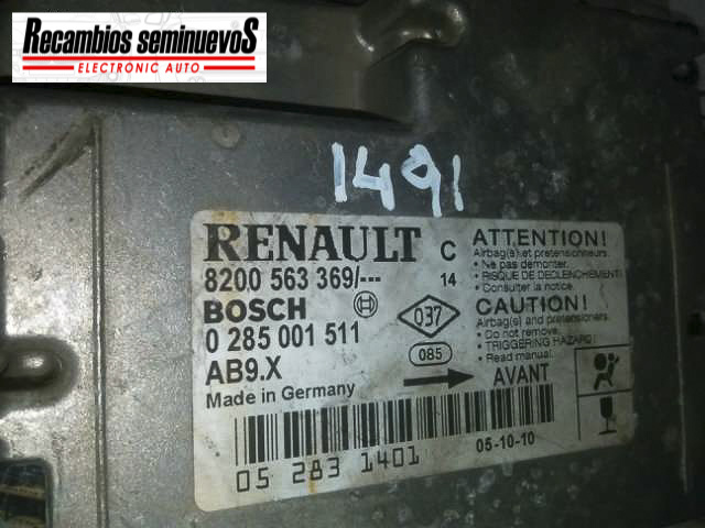 Calculator AIRBAG BOSCH RENAULT CLIO 2 0 285 001 511 / 0285001511 / 82005633690 285 001 511 / 0285001511 / 8200563369
