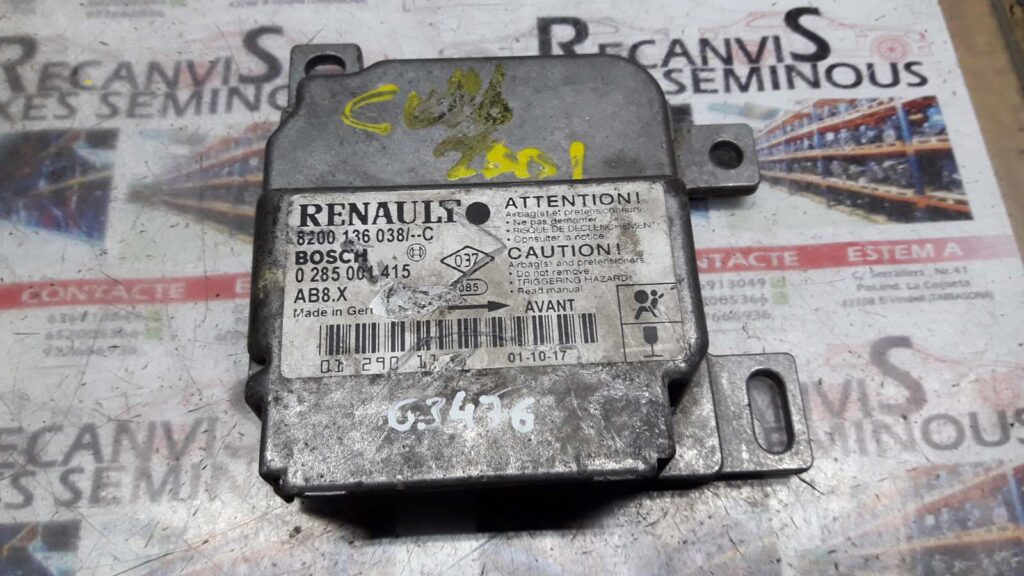 Calculator AIRBAG BOSCH RENAULT CLIO 8200136038 C / 8200136038C / 0 285 001 415 / 02850014158200136038 C / 8200136038C / 0 285 001 415 / 0285001415