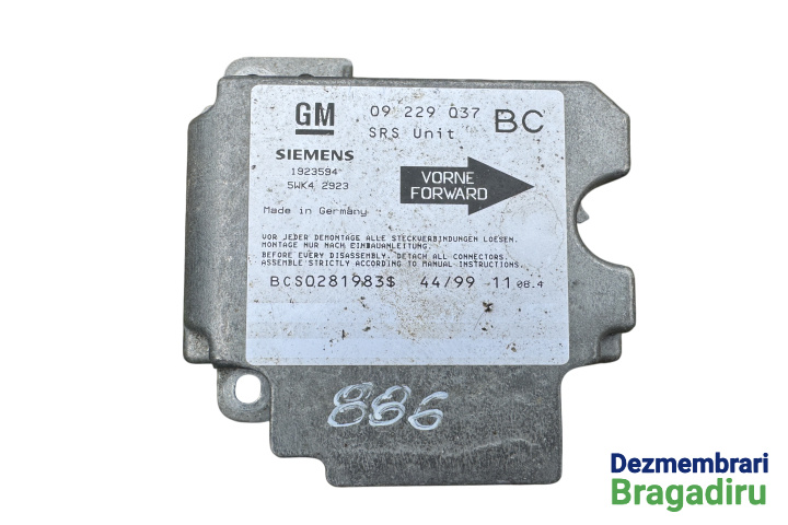 Calculator airbag Cod: 09229037 09229037 Opel Astra G [1998 - 2009] Hatchback 5-usi 1.4 MT (90 hp)