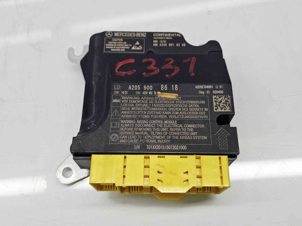Calculator airbag Mercedes Clasa C (W205) [Fabr 2014-prezent] AQ2059008618 2.0 Hibr 274920 210KW / 286CP
