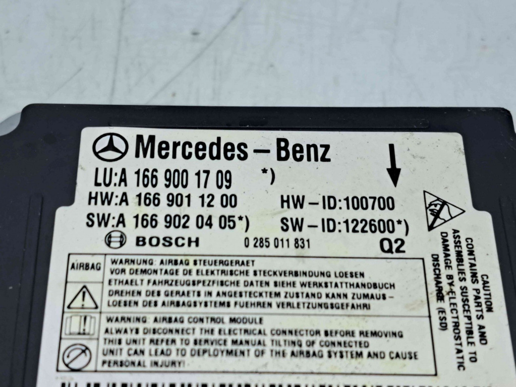 Calculator airbag Mercedes Clasa ML (W166) [Fabr 2011-2022] A1669001709 2.2 CDI 651960 80KW / 109CP