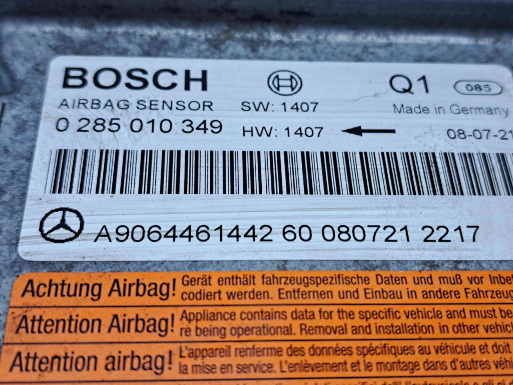 Calculator airbag Mercedes Sprinter 3.5-t (906) [Fabr 2006-2013] A9064461442 0285010349 2.2 CDI 646985 80KW / 109CP