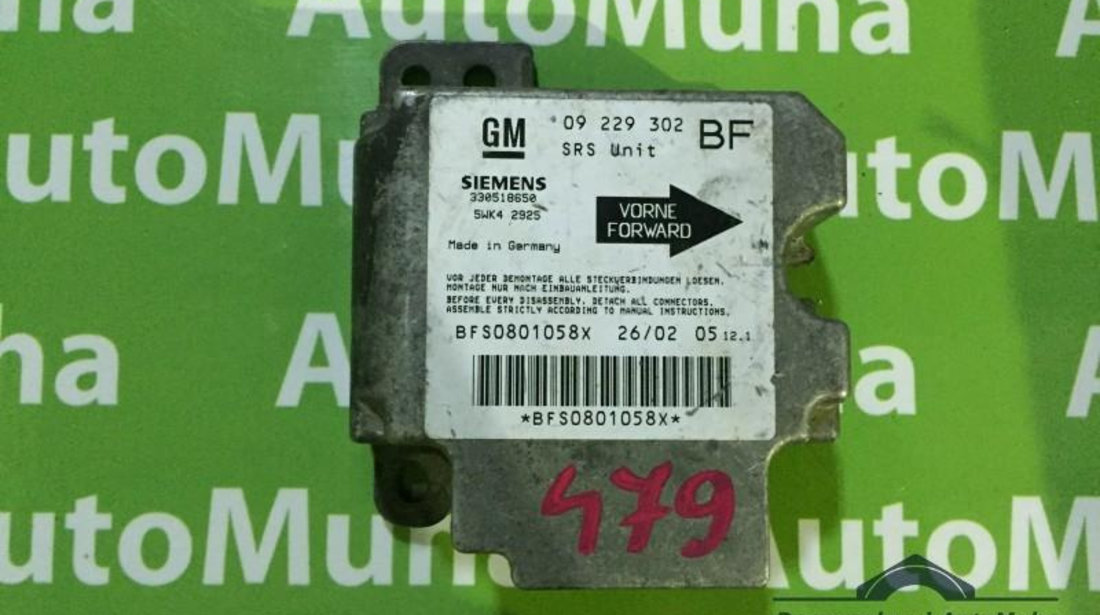 Calculator airbag Opel Astra G (1999-2005) 09229302