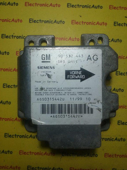 Calculator Airbag Opel Corsa B, 90 532 443, 5WK4 189, 90532443, 5WK4189