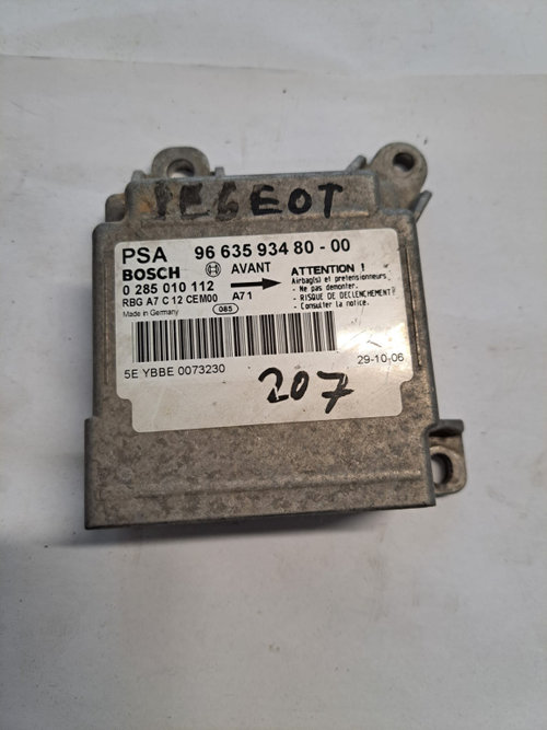 Calculator airbag Peugeot 207 - COD 9663593480 /0285010112