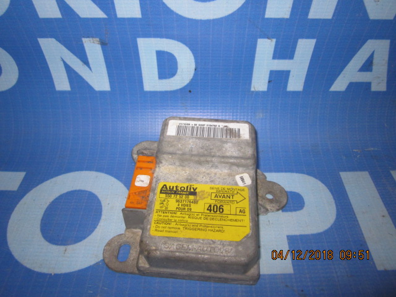 Calculator airbag Peugeot 406; 9637176480