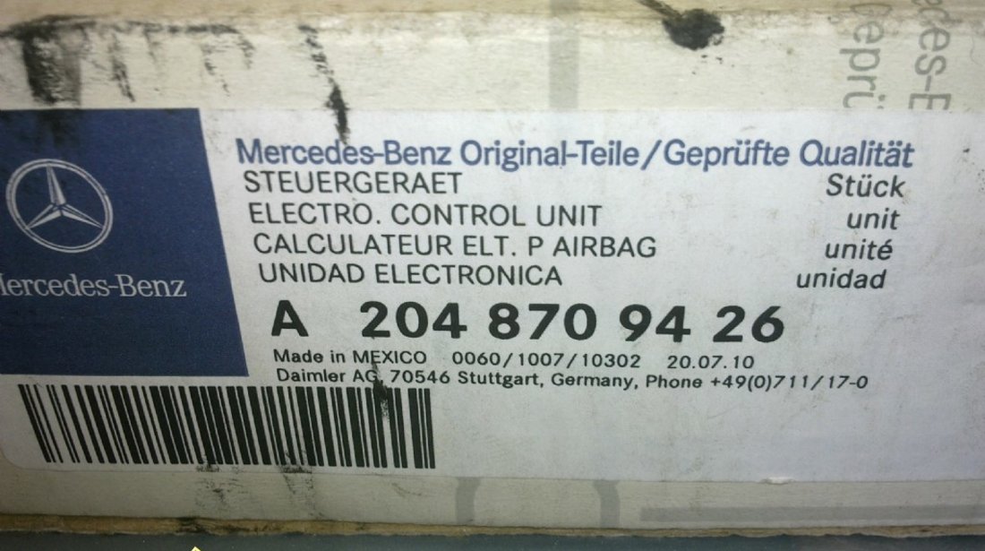 Calculator airbag pt mercedes c class w204