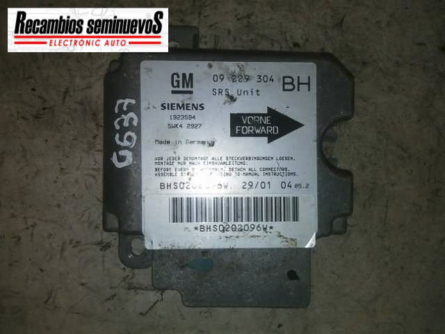 Calculator AIRBAG SIEMENS OPEL ASTRA 09229304 BH / 09229304BH / 5WK4 2927 / 5WK42927 / 33051865009229304 BH / 09229304BH / 5WK4 2927 / 5WK42927 / 330518650