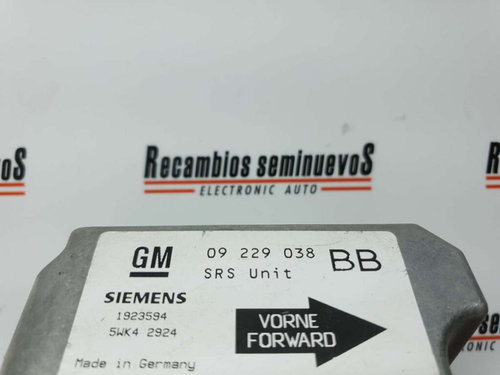 Calculator AIRBAG SIEMENS OPEL CORSA 09229038 BB / 09229038BB / 5WK4 2924 / 5WK42924 / 1923594092290...