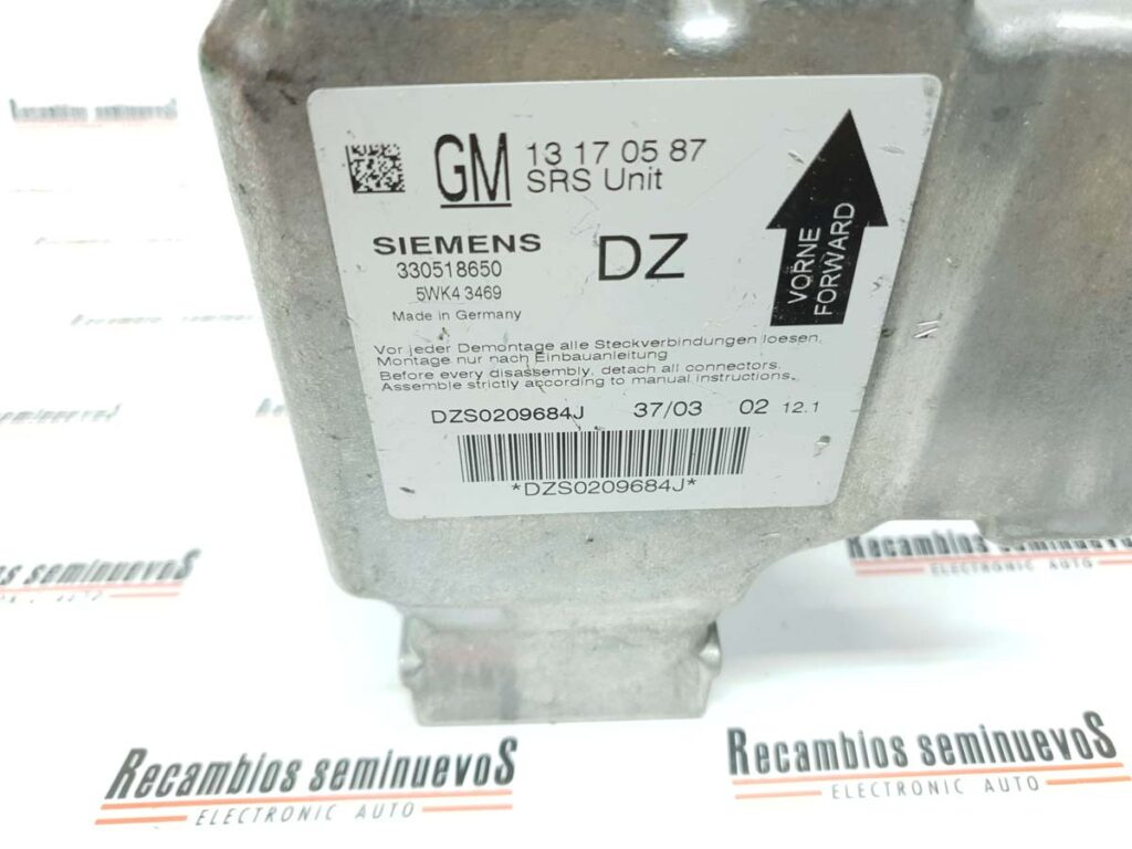 Calculator AIRBAG SIEMENS OPEL VECTRA C 13 17 05 87 / 13170587 / 5WK 43469 / 5WK4346913 17 05 87 / 13170587 / 5WK 43469 / 5WK43469