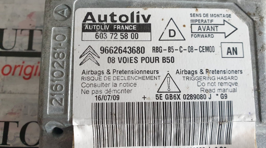 Calculator airbag-uri Citroen C4 I cod piesa : 9662643680