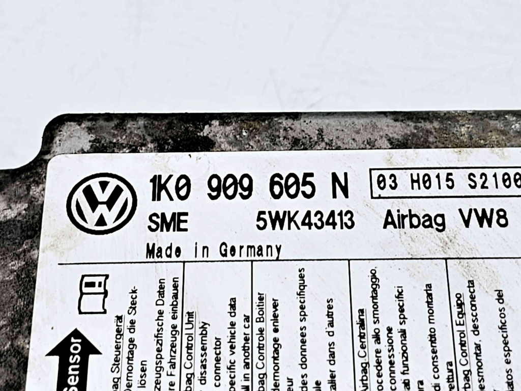 Calculator airbag Volkswagen Golf 5 Plus (5M1) [Fabr 2005-2008] 1K0909605N 1.6 Benz BSE 75KW / 102CP 1.6 Benz BSE 75KW / 102CP