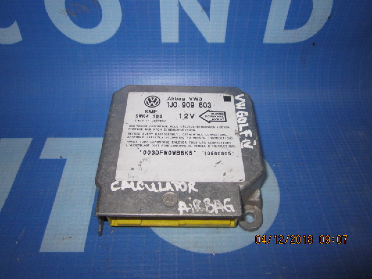 Calculator airbag VW Golf 4;  1J0909603