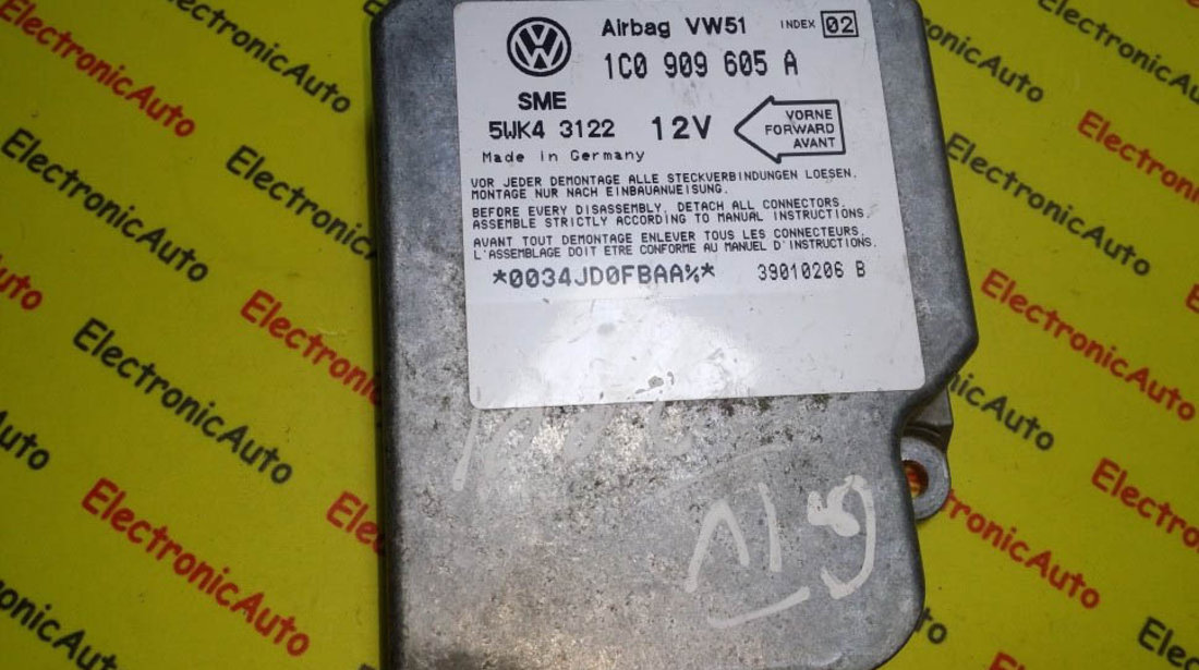 Calculator airbag VW Golf4 1C0909605A INDEX 02