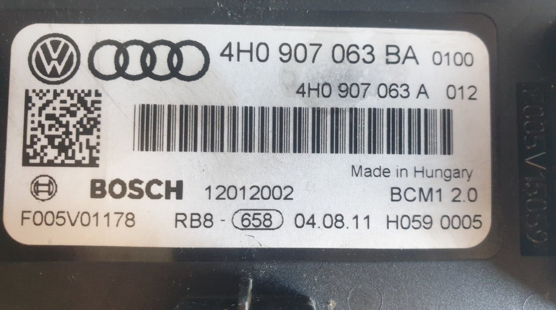 Calculator confort BCM Audi A6 C7 3.0 TDI 239 cai motor CPNB cod piesa : 4H0907063BA