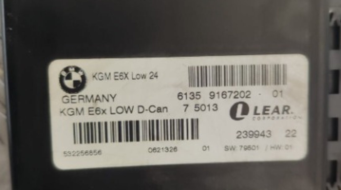 Calculator confort BMW seria 5 E60 2.0 D cod motor N47D20A 177 Cp / 130 Kw ,an 2008 cod 61359167202-01