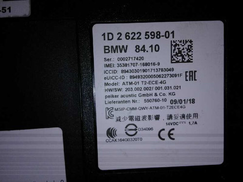 Calculator confort BMW SERIE 1, 1D262259801, CCAK164G0320T0,