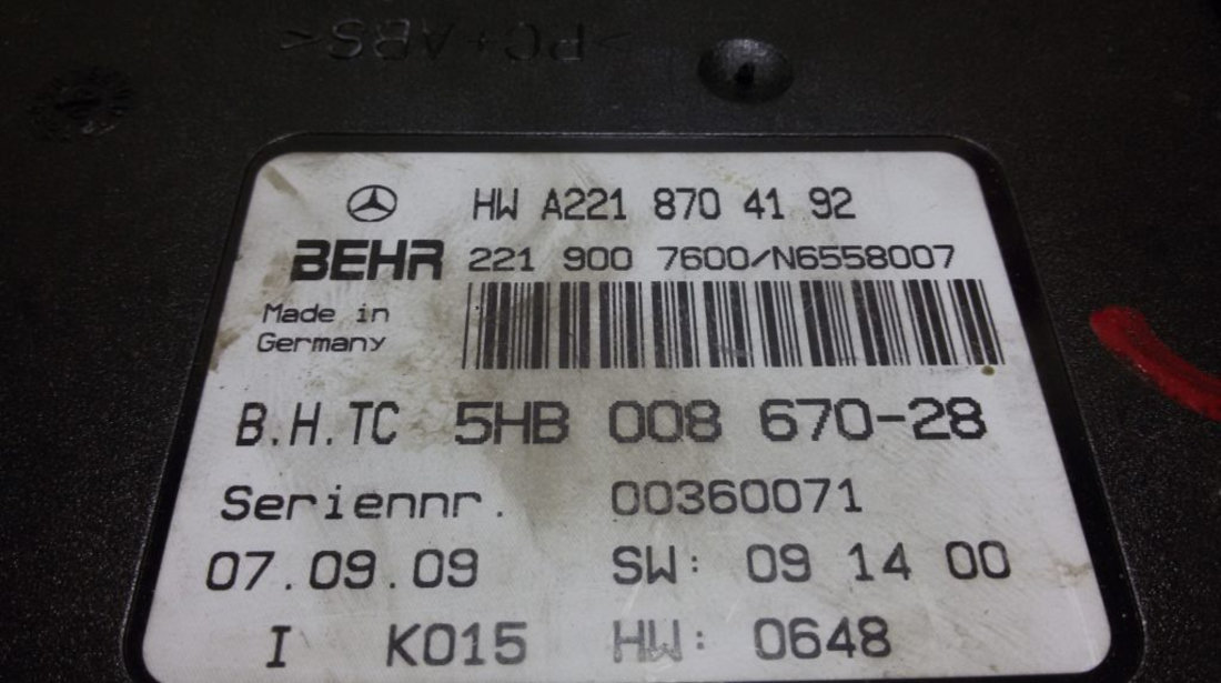 Calculator confort Mercedes S Class A2218704192, 5HB00867028