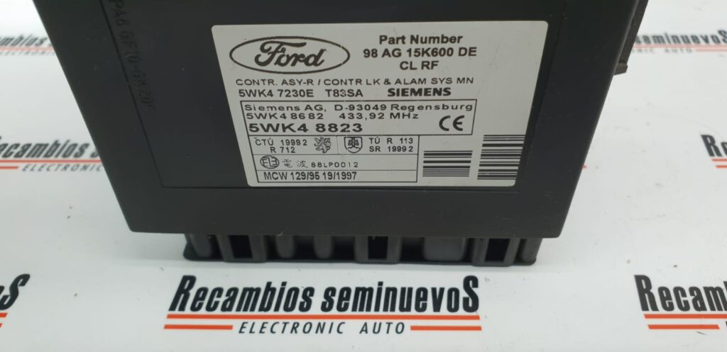 Calculator CONFORT SIEMENS FORD FOCUS 98AG-15K600-DE / 98AG 15K600 DE / 98AG15K600DE / 5WK4 7230E / 5WK47230E / 5WK4882398AG-15K600-DE / 98AG 15K600 DE / 98AG15K600DE / 5WK4 7230E / 5WK47230E / 5WK48823