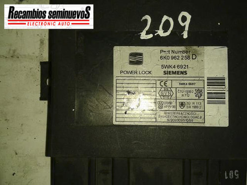 Calculator CONFORT SIEMENS SEAT IBIZA 6K0 962 258 D / 6K0962258D / 5WK4 6921 / 5WK46921 / 5WK4 8821 ...