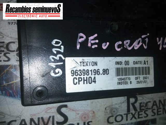 Calculator CONFORT TEXTON PEUGEOT 306 96 398 196 80 / 963981968096 398 196 80 / 9639819680