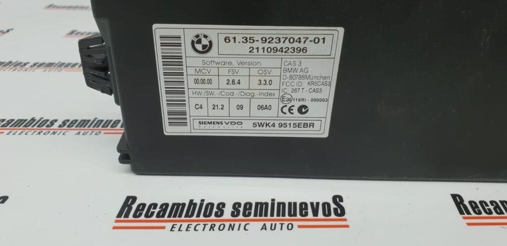 Calculator CONTROL SIEMENS BMW SERIE 3 61.35-9237047-01 / 61 35 9237047 01 / 6135923704701 / 5WK4 9515EBR / 5WK49515EBR61.35-9237047-01 / 61 35 9237047 01 / 6135923704701 / 5WK4 9515EBR / 5WK49515EBR