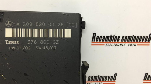 Calculator CONTROL TEMIC MERCEDES-BENZ CLK A 209 820 03 26 / A2098200326 / 376800 GZ / 376800GZA 209...