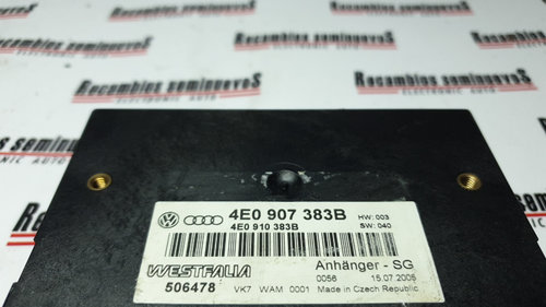 Calculator CONTROL WESTFALIA AUDI A8 4E0 907 383B / 4E0907383B / 4E0 910 383B / 4E0910383B4E0 907 38...